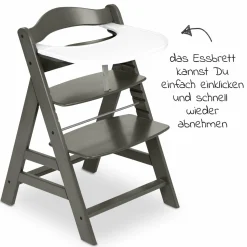 Hochstuhl Alpha Plus Charcoal im Sparset inkl. Sitzkissen und Click Tray Essbrett