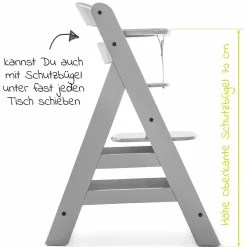 Hochstuhl Alpha Plus Grau im Sparset inkl. Sitzkissen und Essbrett Alpha Tray Grey