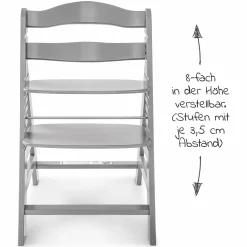 Hochstuhl Alpha Plus Grau im Sparset inkl. Sitzkissen und Essbrett Alpha Tray Grey
