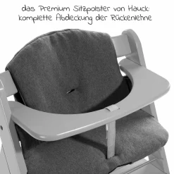 Hochstuhl Alpha Plus Grey - im Sparset inkl. Sitzkissen Jersey Charcoal - Grau
