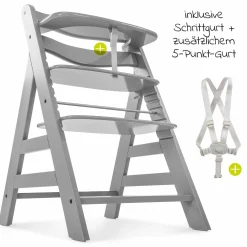Hochstuhl Alpha Plus Grey - im Sparset inkl. Sitzkissen Jersey Charcoal - Grau