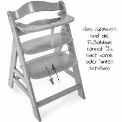 Hochstuhl Alpha Plus Grey - im Sparset inkl. Sitzkissen Jersey Charcoal - Grau