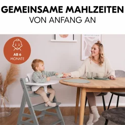 Hochstuhl Alpha Plus Grey - im Sparset inkl. Baby Seat + Baby Seatpad + Click Tray
