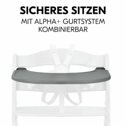 Hochstuhl Alpha Plus Grey - im Sparset inkl. Essbrett Click Tray + Sitzkissen Minnie Mouse Rose