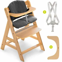 Hochstuhl Alpha Plus Natur - im Sparset inkl. Sitzkissen Jersey Charcoal