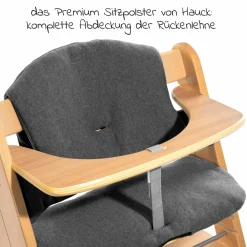 Hochstuhl Alpha Plus Natur - im Sparset inkl. Sitzkissen Jersey Charcoal