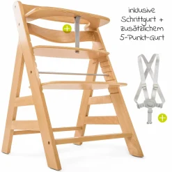 Hochstuhl Alpha Plus Natur - im Sparset inkl. Sitzkissen Jersey Charcoal