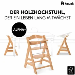 Hochstuhl Alpha Plus Natur im Sparset - inkl. Sitzkissen + Play Tray Basis + Spielzeug Play Planting mit Motorikbrett Flowers