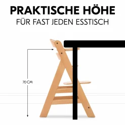 Hochstuhl Alpha Plus Natur im Sparset - inkl. Sitzkissen + Play Tray Basis + Spielzeug Play Planting mit Motorikbrett Flowers