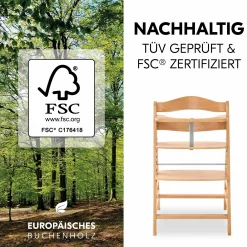 Hochstuhl Alpha Plus Natur im Sparset - inkl. Sitzkissen + Play Tray Basis + Spielzeug Play Planting mit Motorikbrett Flowers