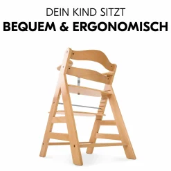 Hochstuhl Alpha Plus Natur im Sparset - inkl. Sitzkissen + Play Tray Basis + Spielring Play Catching mit 3 Stoff-Figuren