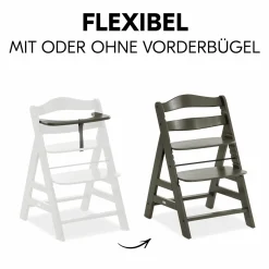 Hochstuhl Alpha Plus Select Charcoal - im Sparset inkl. Sitzkissen Muslin Mineral Rose + 2 Silikonteller