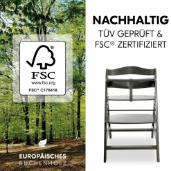 Hochstuhl Alpha Plus Select Charcoal - im Sparset inkl. Sitzkissen Muslin Mineral Rose + 2 Silikonteller