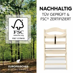 Hochstuhl Alpha Plus Vanilla - im Sparset inkl. Holz-Essbrett und Sitzkissen - Charcoal