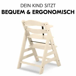 Hochstuhl Alpha Plus Vanilla - im Sparset inkl. Holz-Essbrett und Sitzkissen - Charcoal