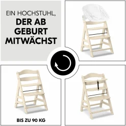 Hochstuhl Alpha Plus Vanilla - im Sparset inkl. Holz-Essbrett und Sitzkissen - Charcoal