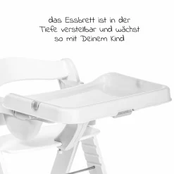 Hochstuhl Alpha Plus Weiß im Sparset inkl. Sitzkissen und Essbrett Alpha Tray White