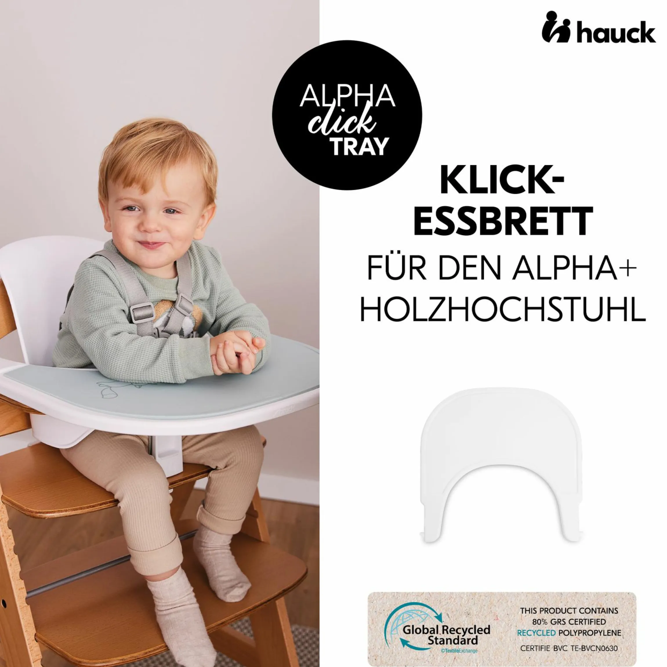 Hochstuhl Alpha Plus White - im Sparset inkl. Essbrett Click Tray + Sitzkissen Minnie Mouse Rose