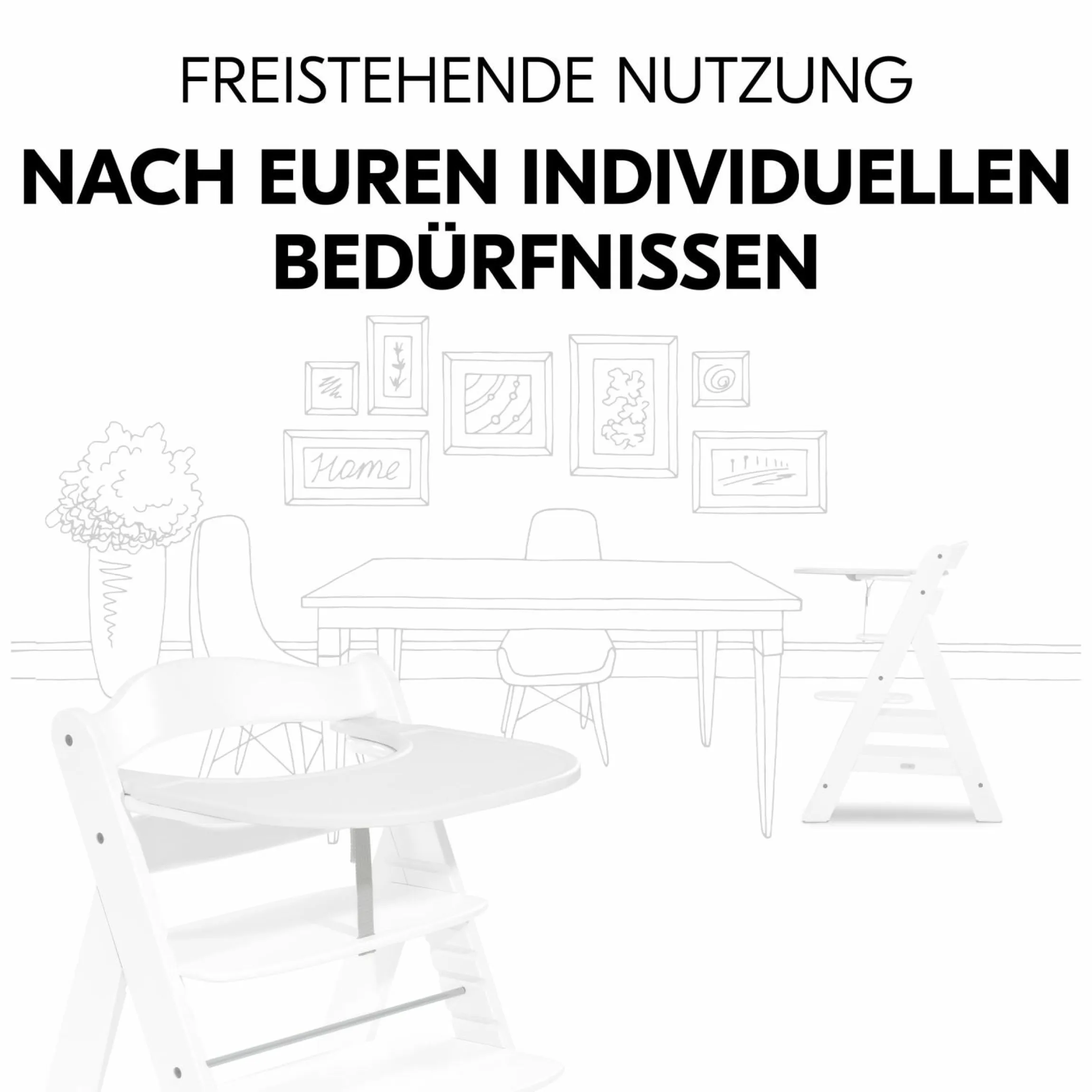 Hochstuhl Alpha Plus White - im Sparset inkl. Essbrett Click Tray + Sitzkissen Minnie Mouse Rose
