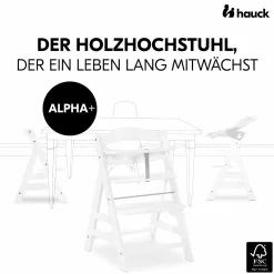 Hochstuhl Alpha Plus White im Sparset - inkl. Sitzkissen + Play Tray Basis + Spielzeug Play Planting mit Motorikbrett Flowers