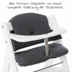 Hochstuhl Alpha Plus White - im Sparset inkl. Sitzkissen Jersey Charcoal - Weiß