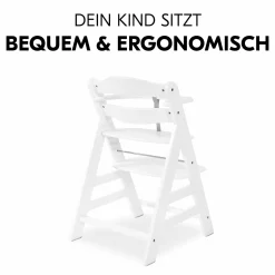 Hochstuhl Alpha Plus White im Sparset - inkl. Sitzkissen + Play Tray Basis + Spielring Play Catching mit 3 Stoff-Figuren