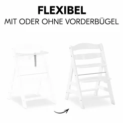 Hochstuhl Alpha Plus White im Sparset - inkl. Sitzkissen + Play Tray Basis + Spielring Play Catching mit 3 Stoff-Figuren