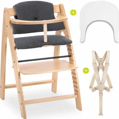 Hochstuhl Arketa Beech - im Sparset inkl. Click Tray und Sitzkissen - Charcoal