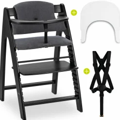 Hochstuhl Arketa Beech Blackwashed - im Sparset inkl. Click Tray und Sitzkissen - Charcoal