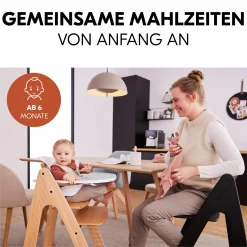 Hochstuhl Arketa Beech Whitewashed Mint - im Sparset inkl. Baby Seat und Sitzpolster - Dark Grey