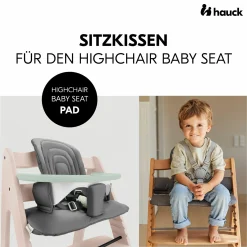 Hochstuhl Arketa Beech Whitewashed Mint - im Sparset inkl. Baby Seat und Sitzpolster - Dark Grey
