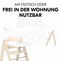 Hochstuhl Arketa Beech Whitewashed Mint - im Sparset inkl. Click Tray und Sitzkissen - Charcoal