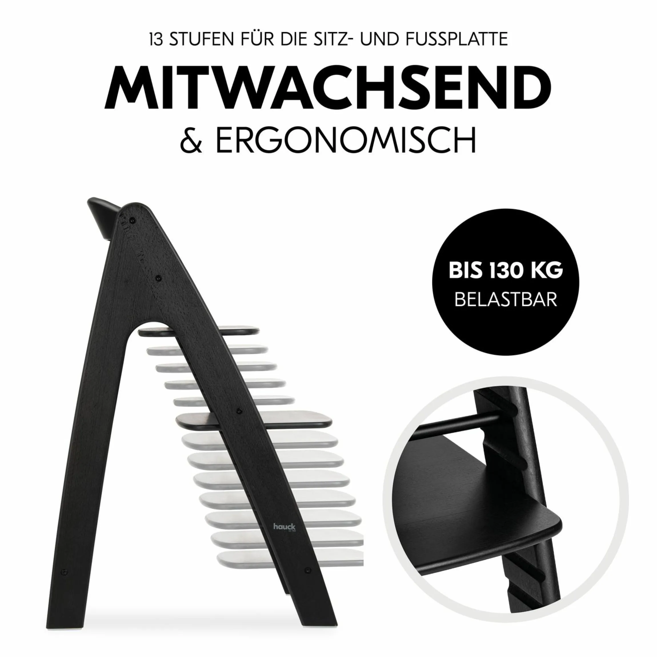 Hochstuhl Arketa inkl. Play Tray Basis - Beech Blackwashed