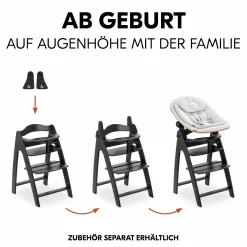 Hochstuhl Arketa inkl. Play Tray Basis - Beech Blackwashed