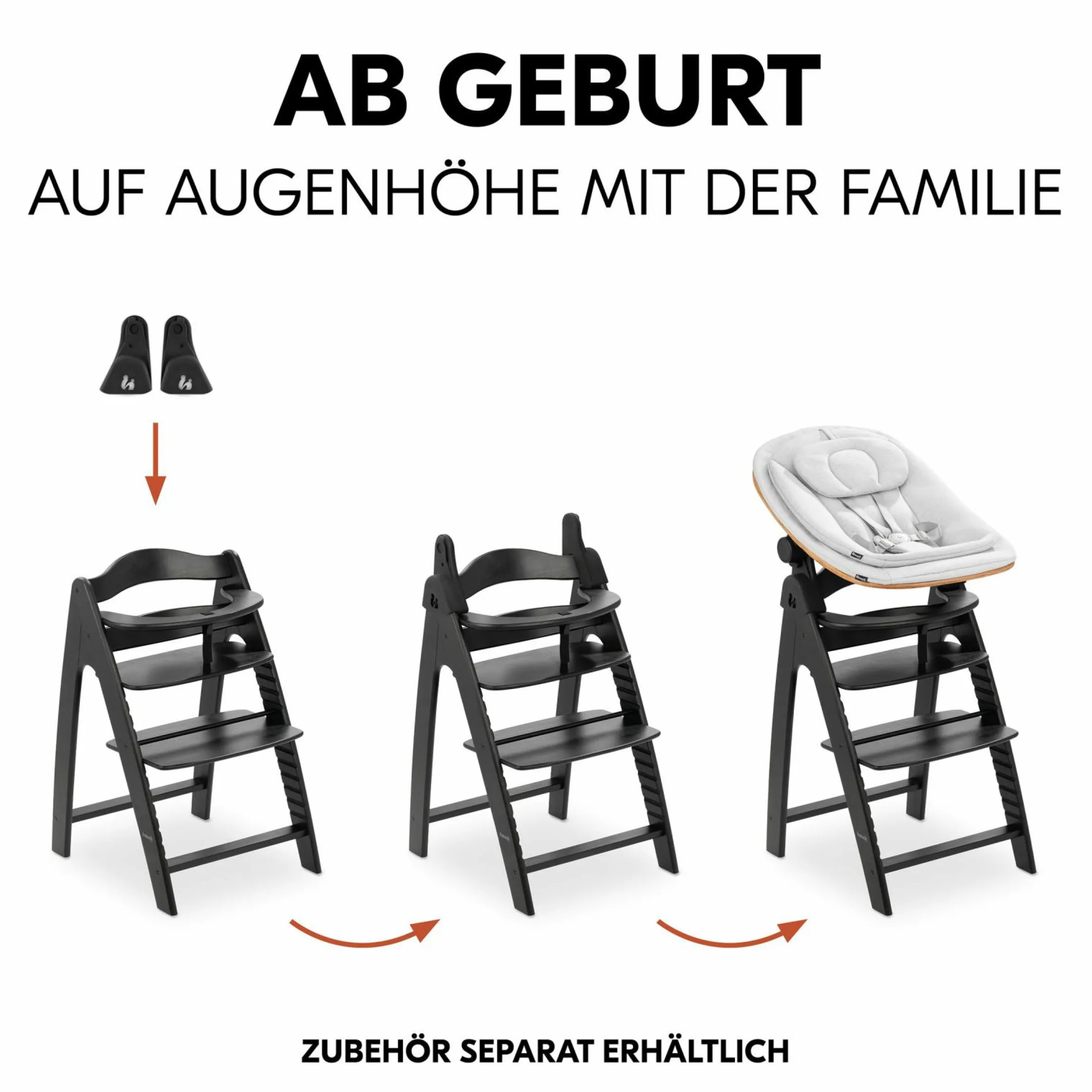 Hochstuhl Arketa inkl. Play Tray Basis - Beech Blackwashed