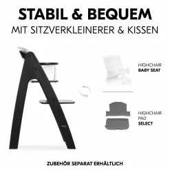 Hochstuhl Arketa inkl. Play Tray Basis - Beech Blackwashed