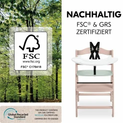 Hochstuhl Arketa inkl. Play Tray Basis - Beech Whitewashed Mint