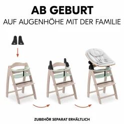Hochstuhl Arketa inkl. Play Tray Basis - Beech Whitewashed Mint