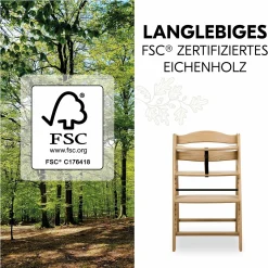 Hochstuhl Arketa (mitwachsend, inkl. Gurtsystem, FSC zertifiziert) - Eiche (Massivholz)