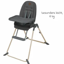Hochstuhl Ava Beyond Eco Care ab Geburt - 3 Jahre nur 6 kg schwer mit Liegeposition und Tablett - Graphite - Kollektion 2025