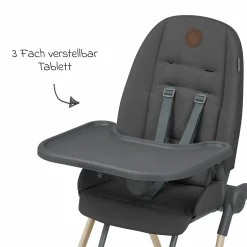 Hochstuhl Ava Beyond Eco Care ab Geburt - 3 Jahre nur 6 kg schwer mit Liegeposition und Tablett - Graphite - Kollektion 2025