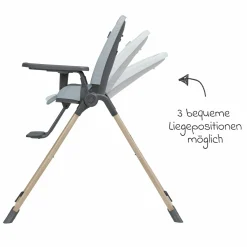Hochstuhl Ava Beyond Eco Care ab Geburt - 3 Jahre nur 6 kg schwer mit Liegeposition und Tablett - Grey - Kollektion 2025