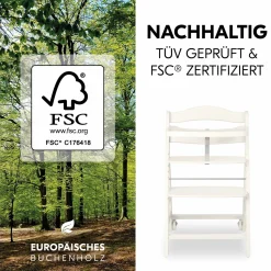 Hochstuhl Beta Plus inkl. Essbrett, Sitzkissen und Rollen - White