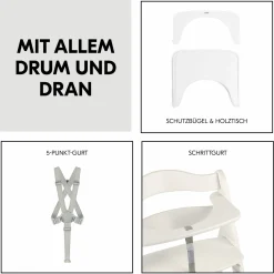 Hochstuhl Beta Plus inkl. Essbrett, Sitzkissen und Rollen - White