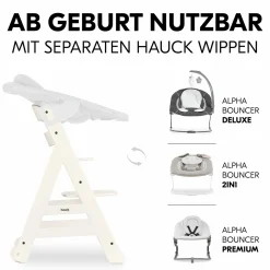 Hochstuhl Beta Plus inkl. Essbrett, Sitzkissen und Rollen - White