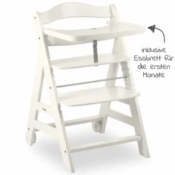 Hochstuhl Beta Plus inkl. Essbrett, Sitzkissen und Rollen - White