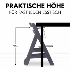 Hochstuhl Beta Plus inkl. Essbrett, Sitzkissen und Rollen - Dark Grey