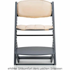 Hochstuhl Jill mit Schutzbügel, Schrittgurt und 3-Punkt-Gurt inkl. Polster-Set Creme - Grau - Kollektion 2024