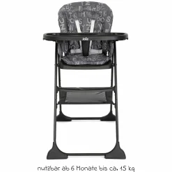 Hochstuhl Mimzy Snacker ab 6 Monate nutzbar klein faltbar nur 6,3 kg leicht - ABC Charcoal - Kollektion 2025