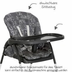 Hochstuhl Mimzy Snacker ab 6 Monate nutzbar klein faltbar nur 6,3 kg leicht - ABC Charcoal - Kollektion 2025